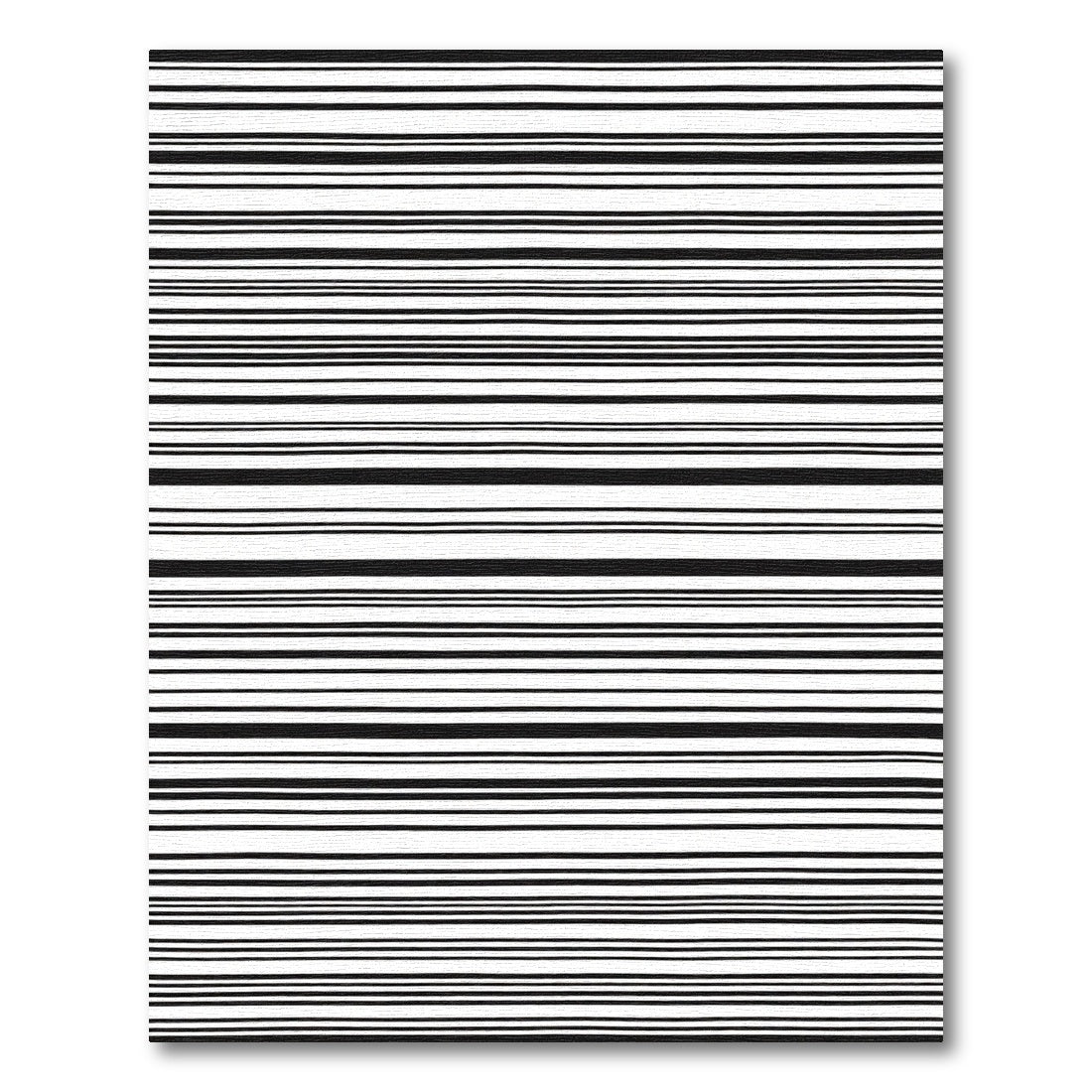 Thin Black White Horizontal Stripe Rug