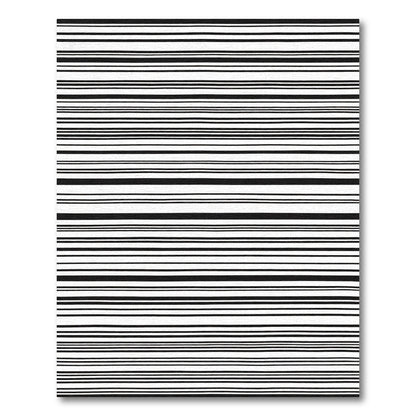 Thin Black White Horizontal Stripe Rug