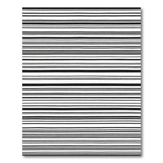 Thin Black White Horizontal Stripe Rug