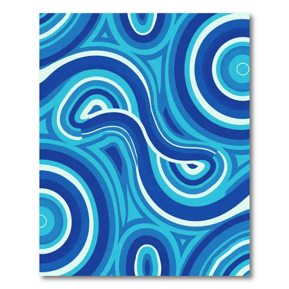 Abstract Blue Concentric Circles Rug