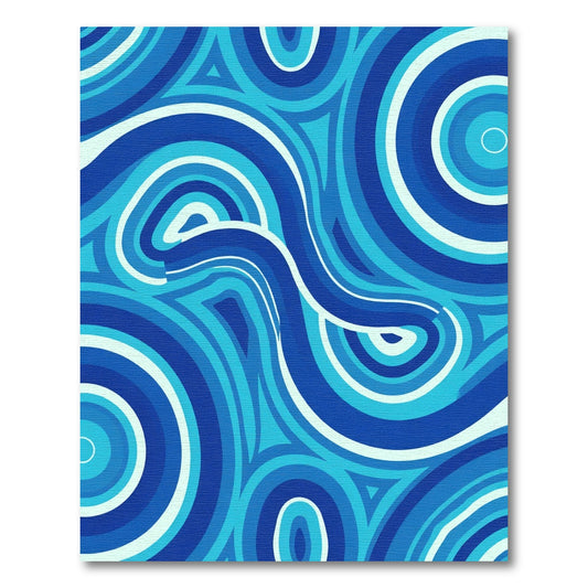 Abstract Blue Concentric Circles Rug