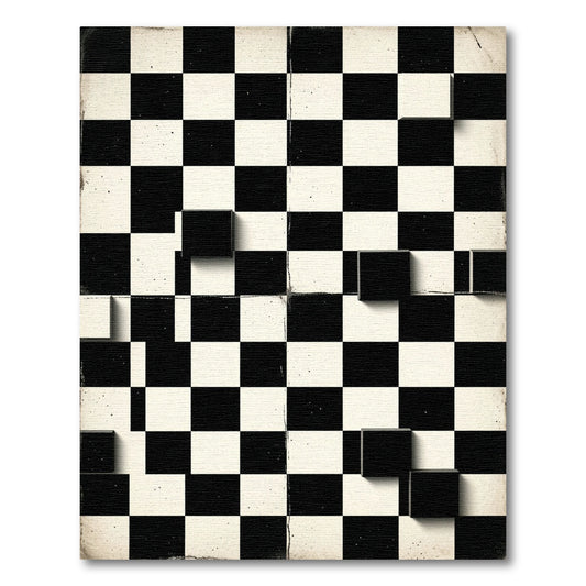 Monochrome Geometric Chessboard Abstract Rug