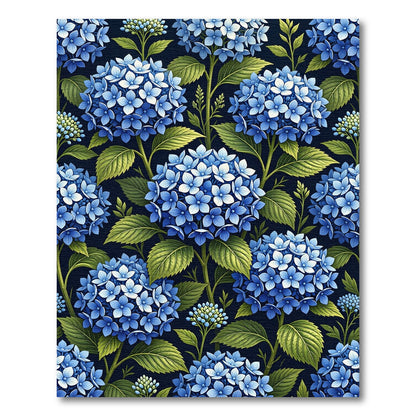 Lush Midnight Blue Hydrangea Blossom Floral Rug
