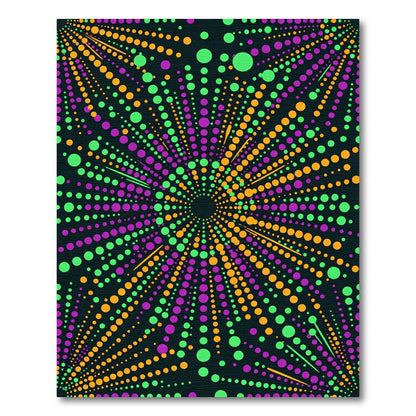 Vibrant Neon Dot Burst Geometric Rug