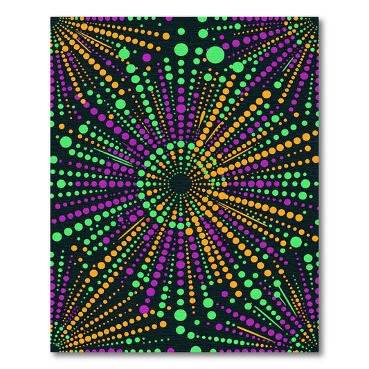 Vibrant Neon Dot Burst Geometric Rug