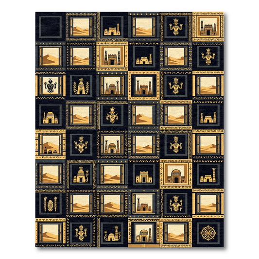 Earthy Golden Ancient Desert Tile Rug