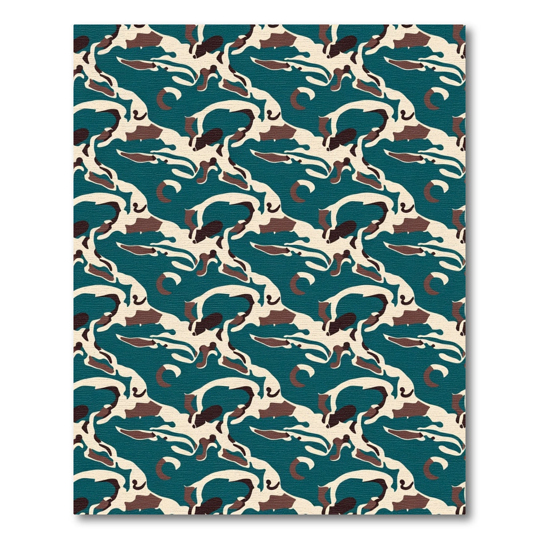 Teal Abstract Organic Camouflage Rug