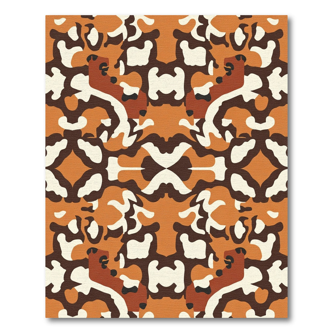 Orange Brown White Camo Abstract Rug