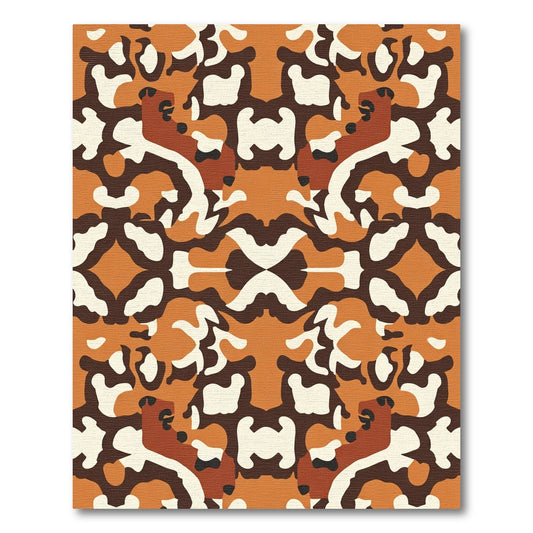 Orange Brown White Camo Abstract Rug