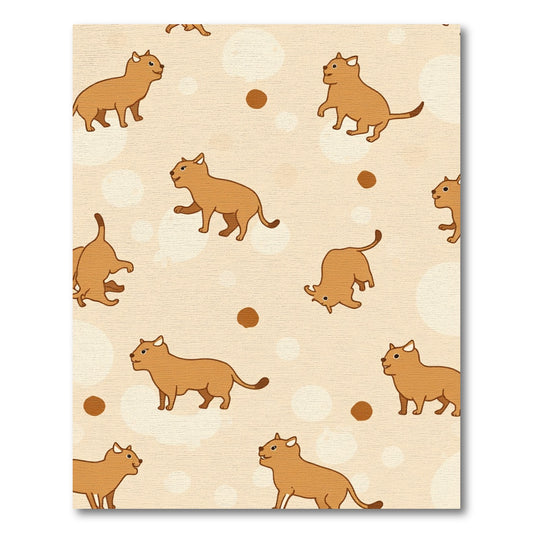 Brown Cat Pattern With Cream Circles Rug