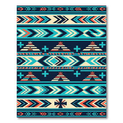 Teal Geometric Southwest Arrow Teepee Rug