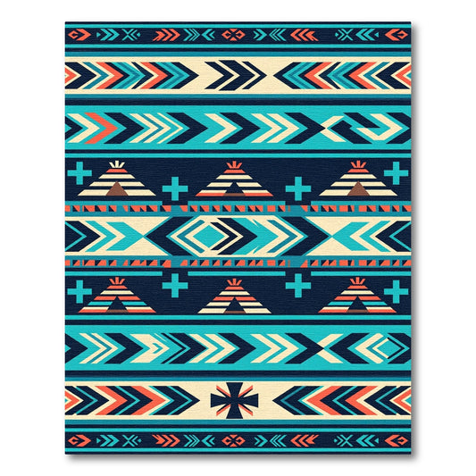 Teal Geometric Southwest Arrow Teepee Rug