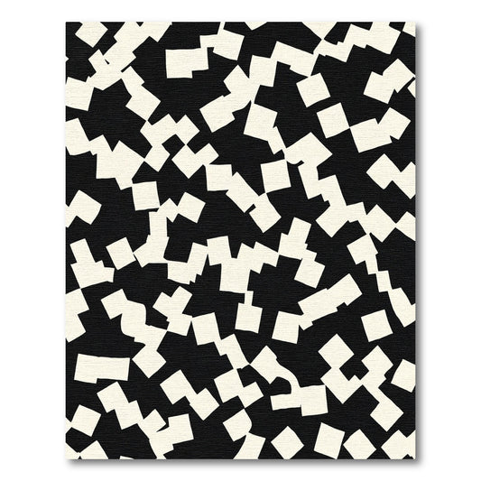 Black Cream Scattered Squares Rug