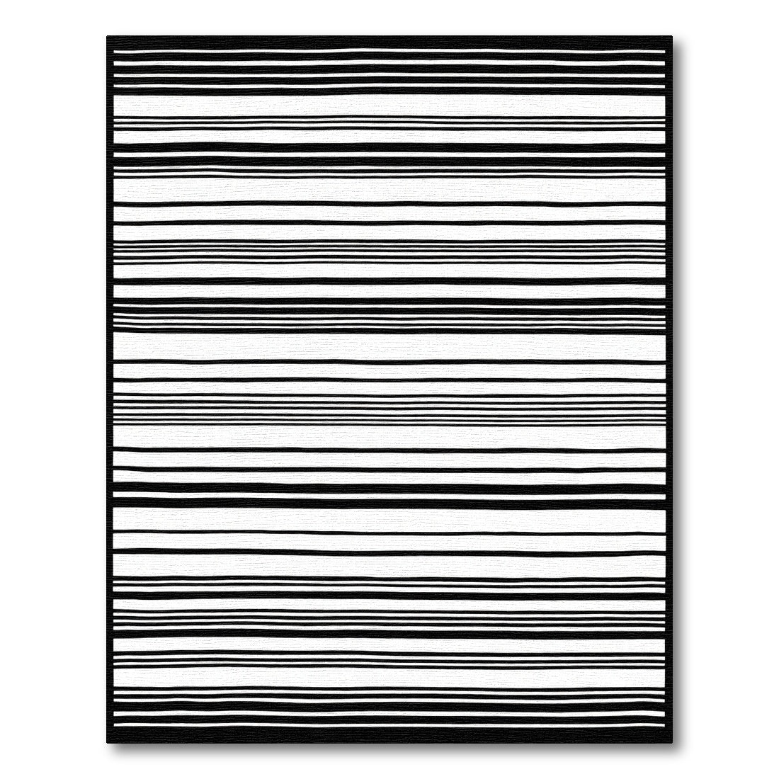 Bold Black White Stripe Horizontal Rug