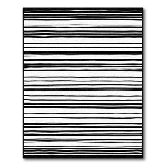 Bold Black White Stripe Horizontal Rug