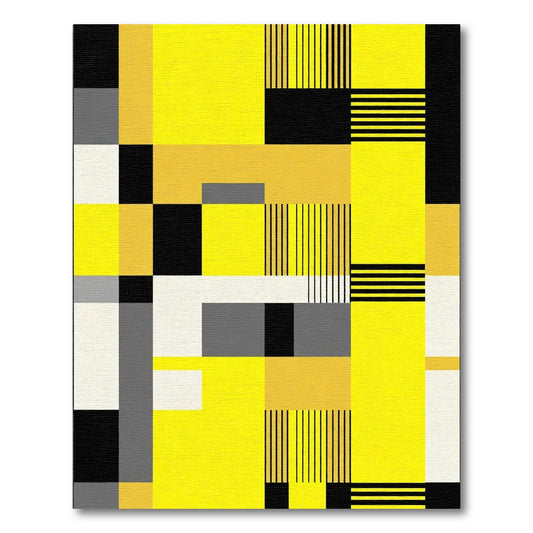 Bold Yellow Geometric Block Stripe Rug