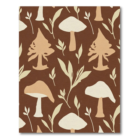 Earthy Mushroom Tree Forest Whimsy Rug