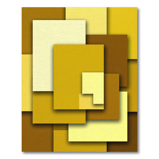 Modern Ochre Yellow Abstract Geometric Blocks Rug