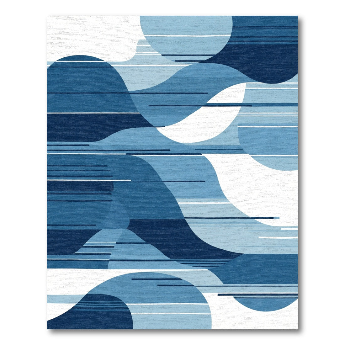Abstract Blue Wave Stripe Composition Rug