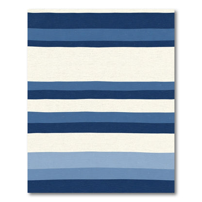 Striped Navy Blue Cream Coastal Lines Rug