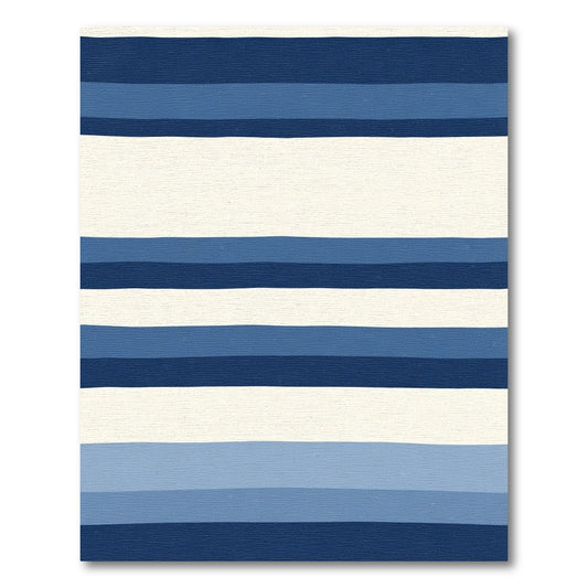 Striped Navy Blue Cream Coastal Lines Rug