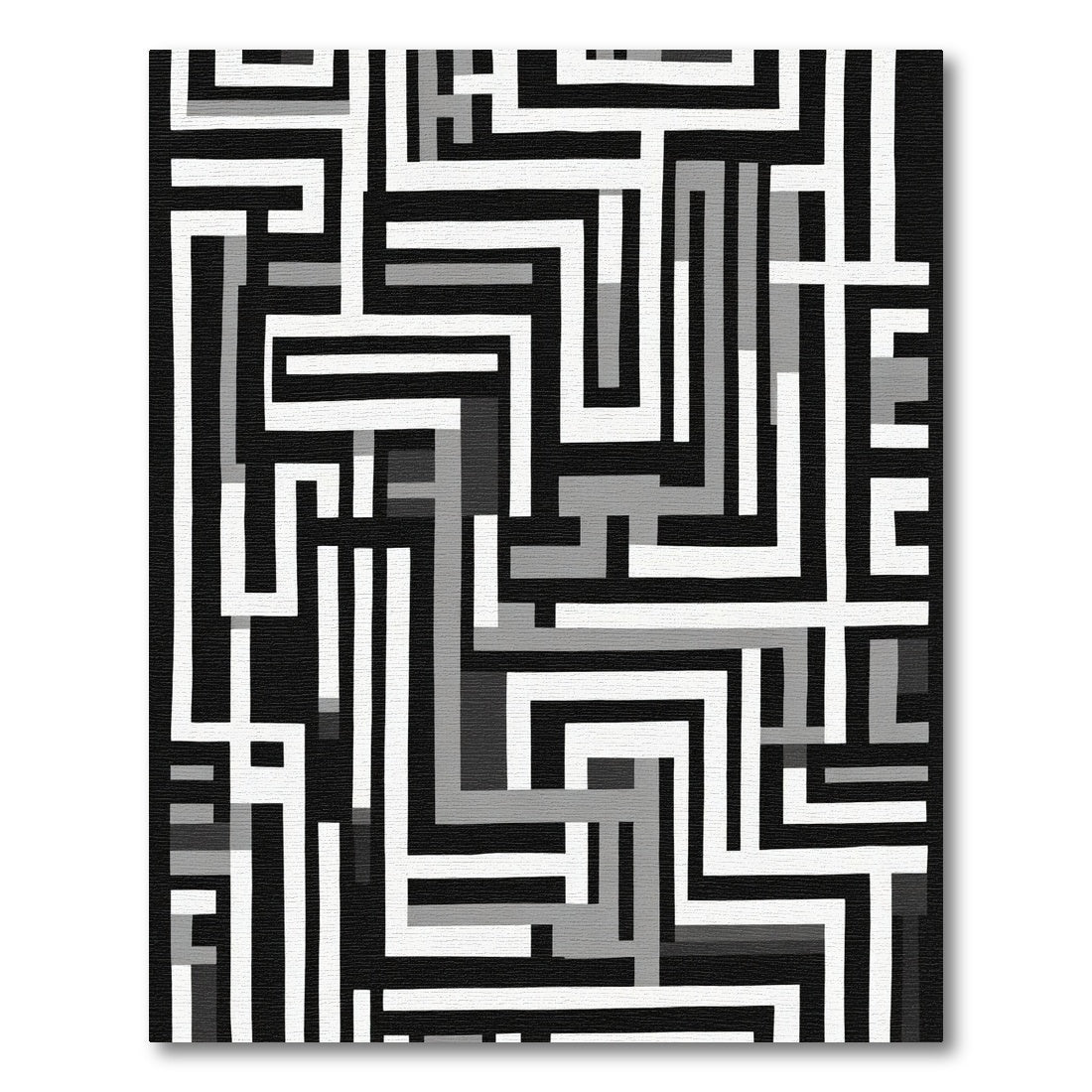 Monochrome Geometric Interlock Maze Rug