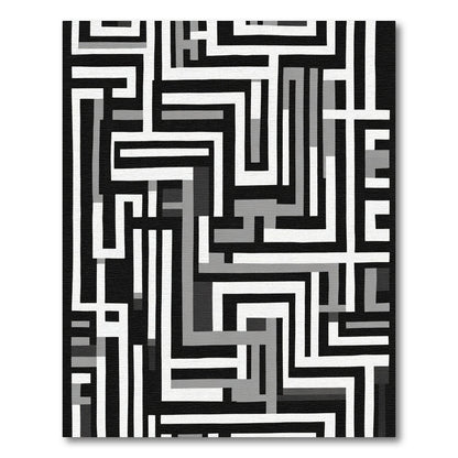 Monochrome Geometric Interlock Maze Rug
