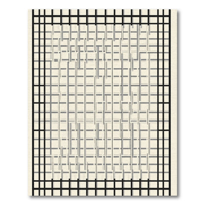 Dynamic Black Grid Abstract Rectangles Rug