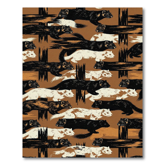 Running Ferrets Brown Black Whales Rug