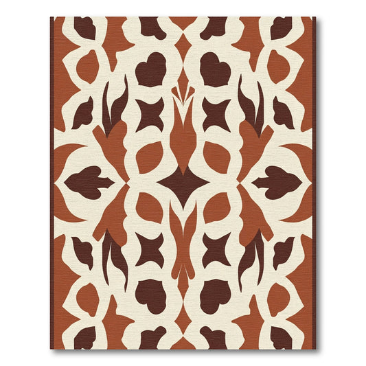 Earthen Tone Abstract Floral Lace Rug