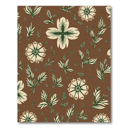 Cream Green Floral Branch Composition Rug