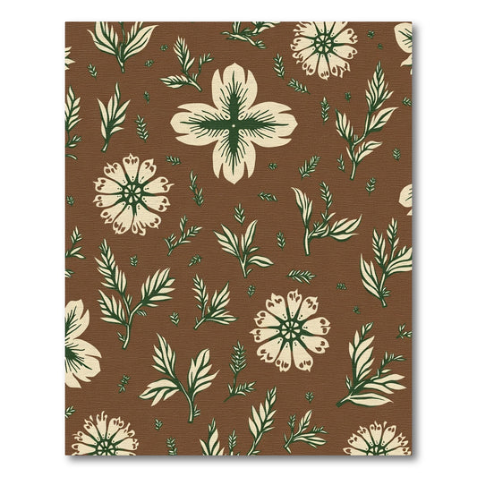 Cream Green Floral Branch Composition Rug