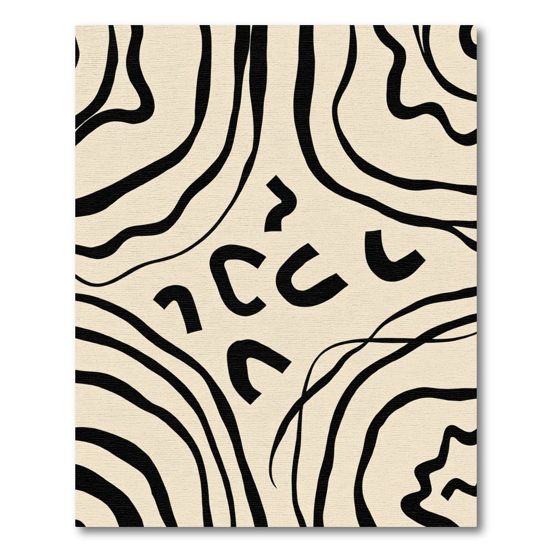 Beige and Black Organic Wave Rug