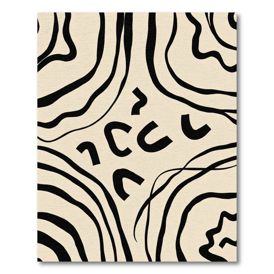 Beige and Black Organic Wave Rug