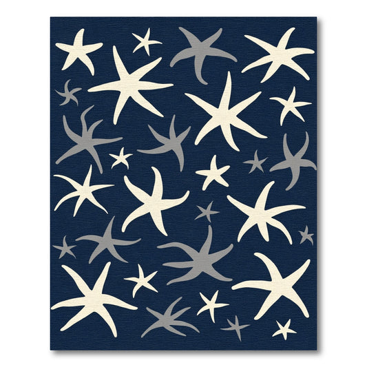 Navy Starfish Scatter Rug