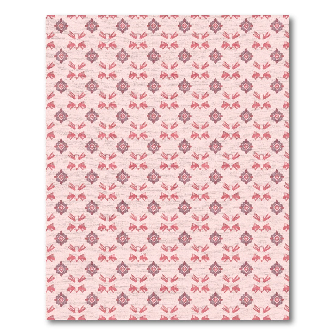 Soft Rose Pink Geometric Medallion Rug