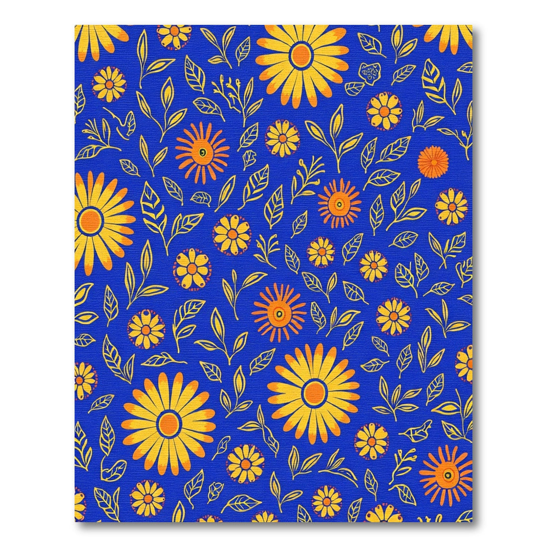 Golden Sunburst Floral Pattern Rug
