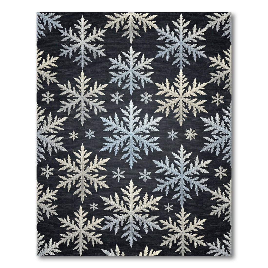 Elegant White Snowflake Winter Frost Rug