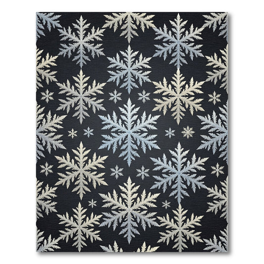 Elegant White Snowflake Winter Frost Rug