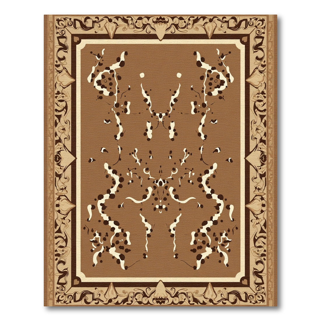 Brown Ochre Abstract Symmetry Rug