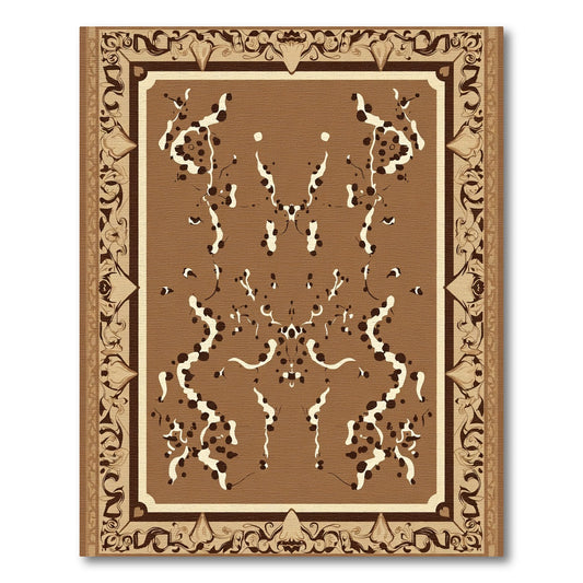 Brown Ochre Abstract Symmetry Rug