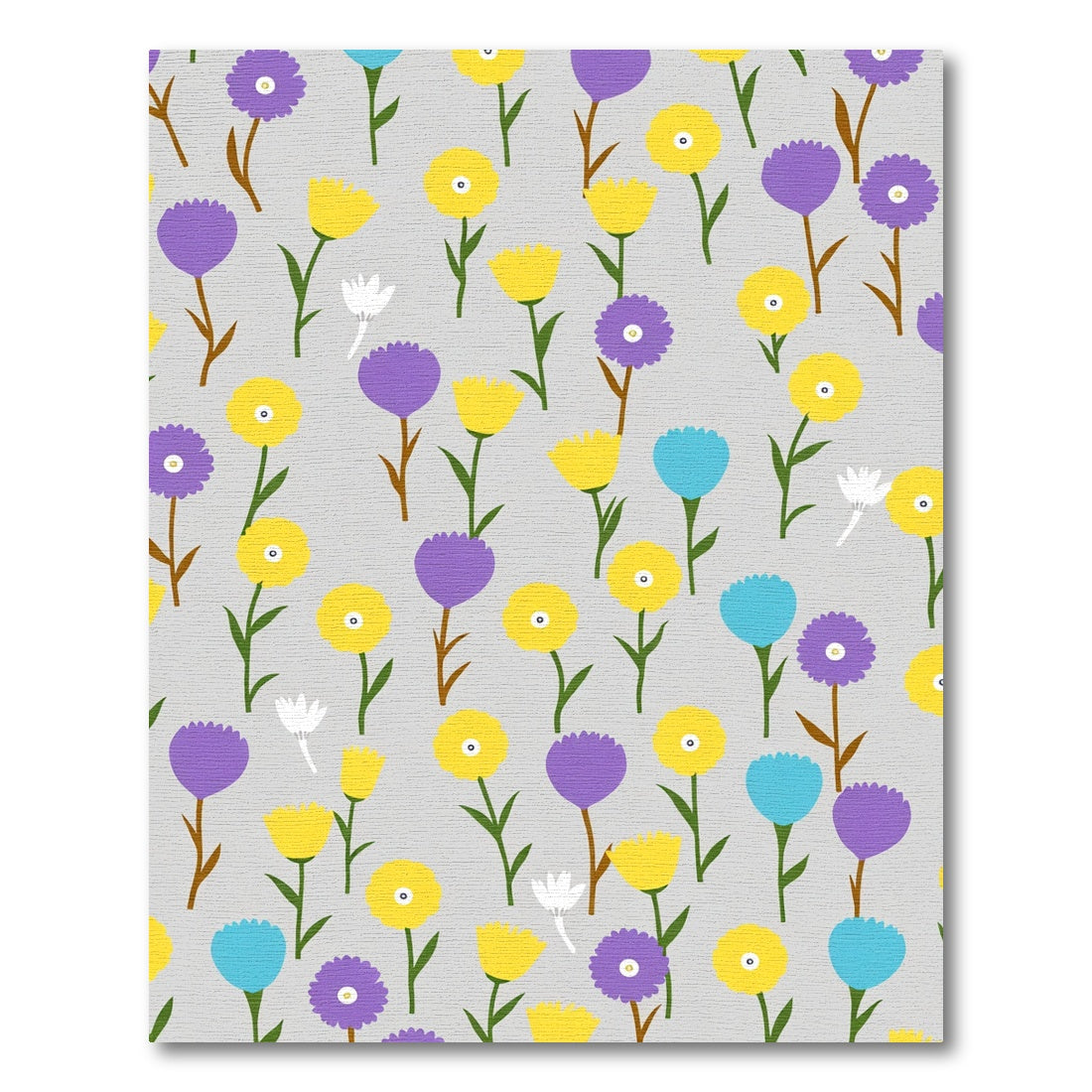 Whimsical Yellow Purple Blue Floral Field Rug