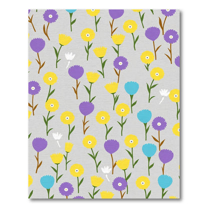 Whimsical Yellow Purple Blue Floral Field Rug