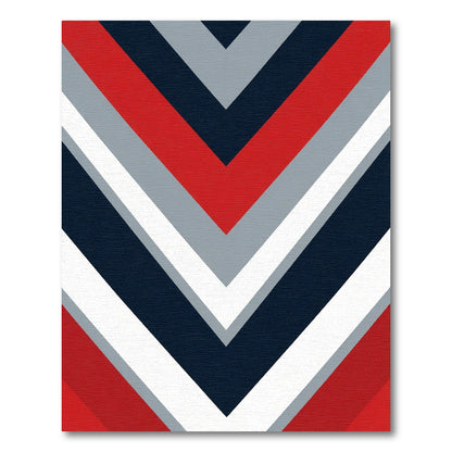Chevron Red Navy White Gray Rug