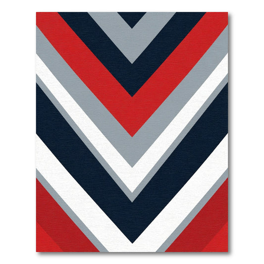 Chevron Red Navy White Gray Rug