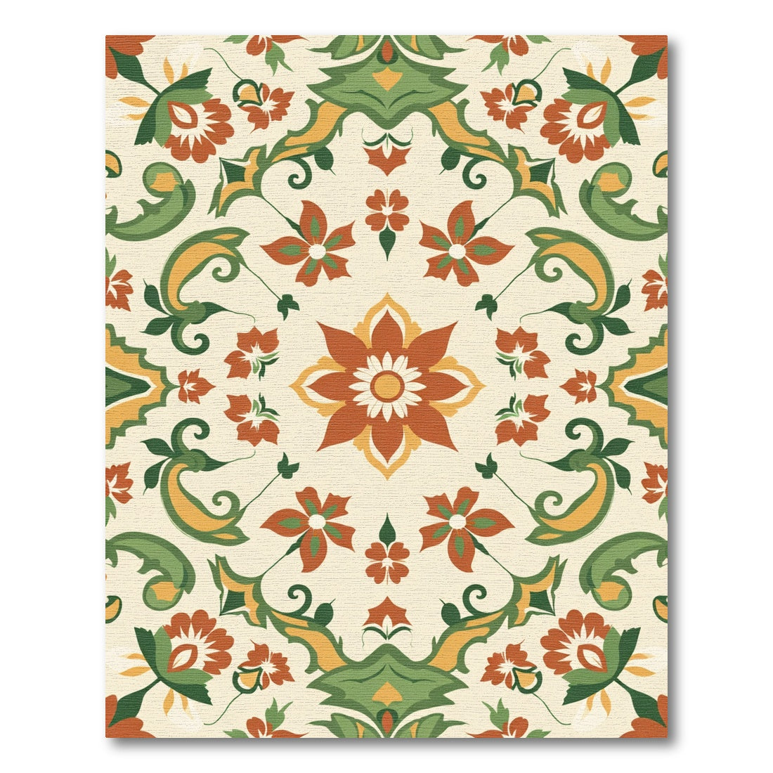 Vibrant Floral Medallion Cream Rug