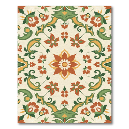 Vibrant Floral Medallion Cream Rug