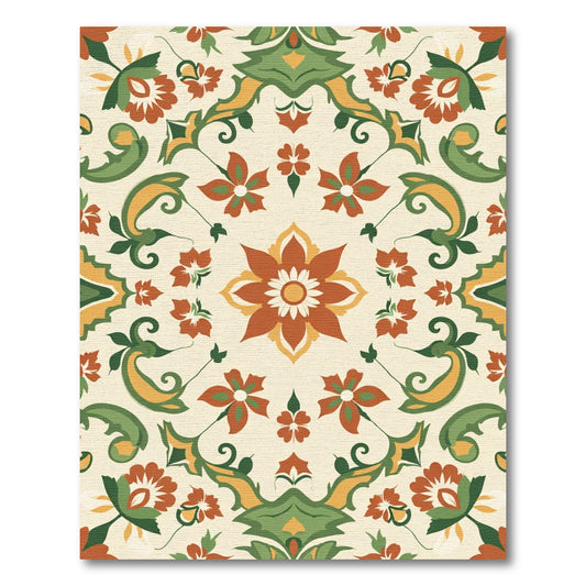 Vibrant Floral Medallion Cream Rug