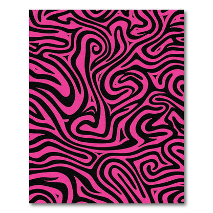 Hot Pink Black Swirl Abstract Rug
