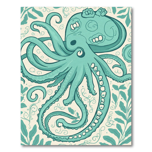 Oceanic Teal Octopus Swirl Rug